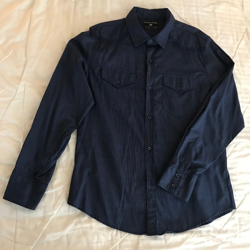 Men's XL Navy Button Down